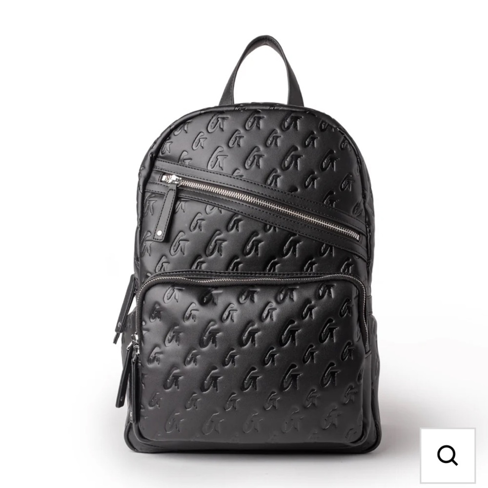 Glam-Aholic MONOGRAM UNISEX BACKPACK BLACK VEGAN LEATHER NEW W/ Dust bag SOLDOUT